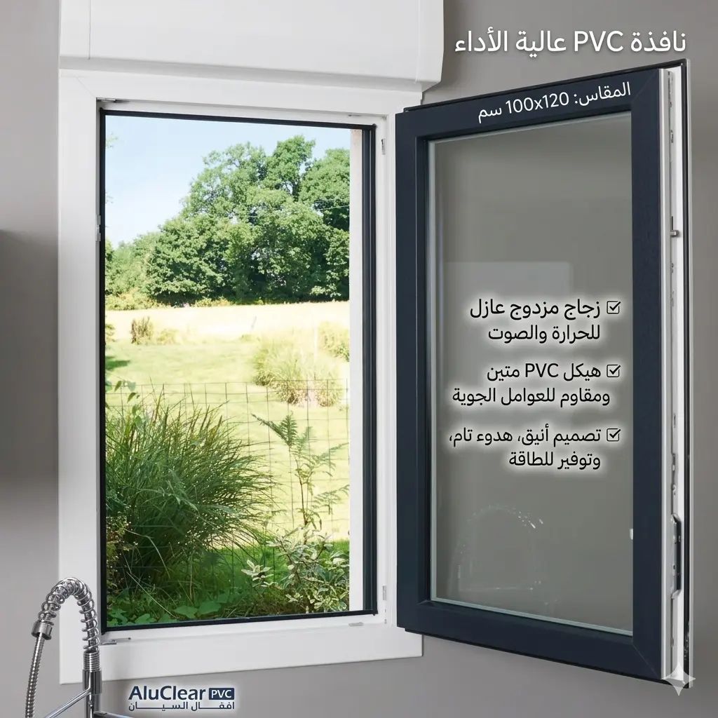 نافذة PVC مزدوجة الزجاج 100×120 سم