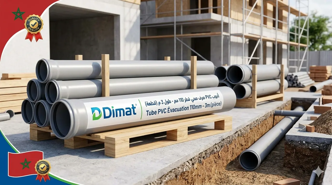 أنبوب PVC صرف صحي قطر 110 مم - طول 3 م (قطعة)